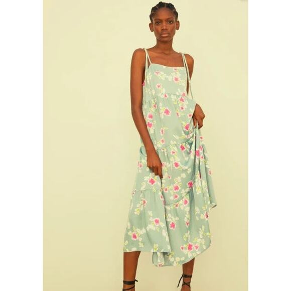 Zara Blue Floral Print Swing Midi Dress - XS - Picture 2 of 8